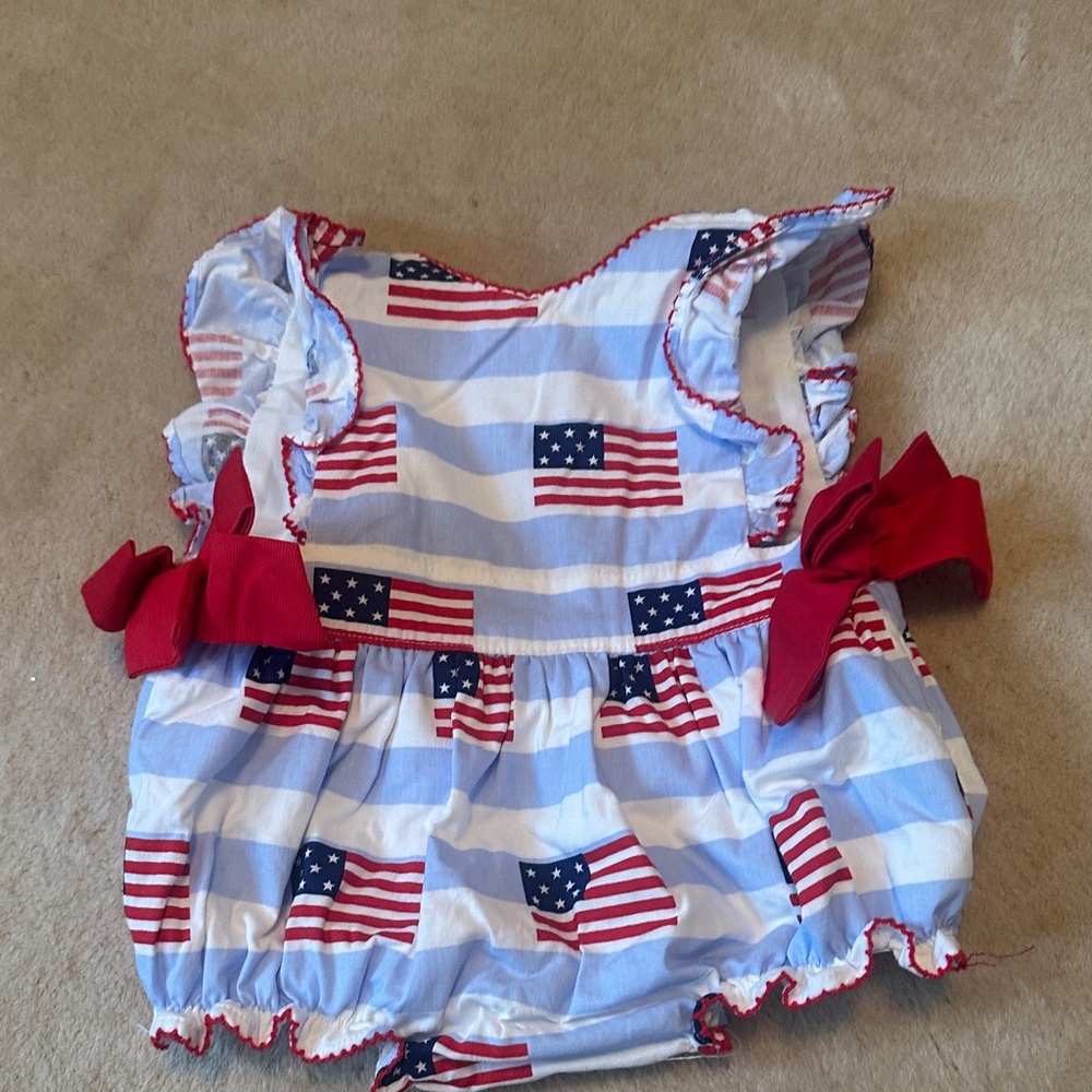 Patriotic Flag Print Kids One Piece
